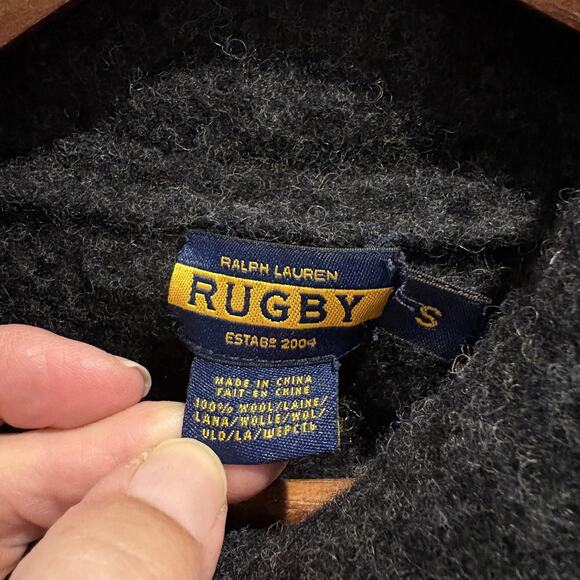 Ralph Lauren Rugby Wool Sweater Dress Small Charcoal Gray Funnel Neck Bodycon - Picture 2 of 15